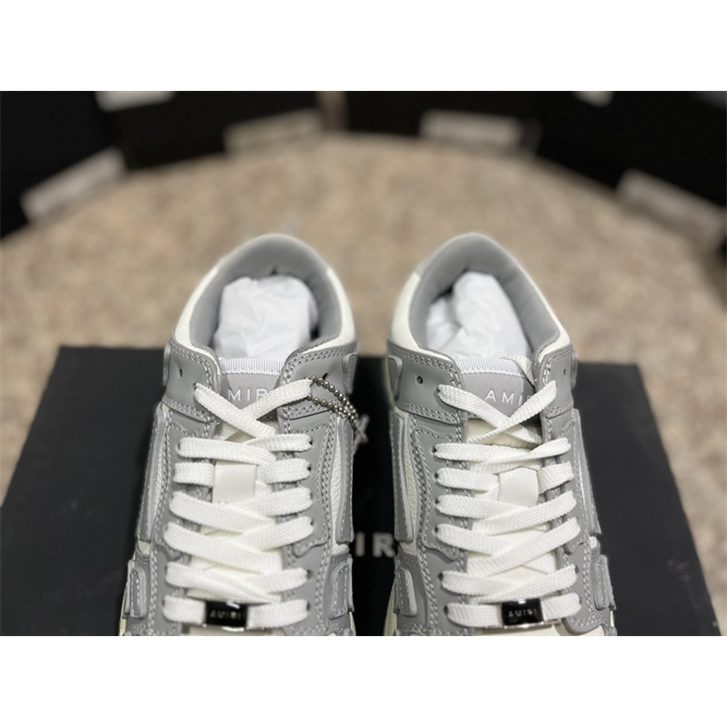 AMIRI Skel Leather Low-Top Sneakers White&Grey