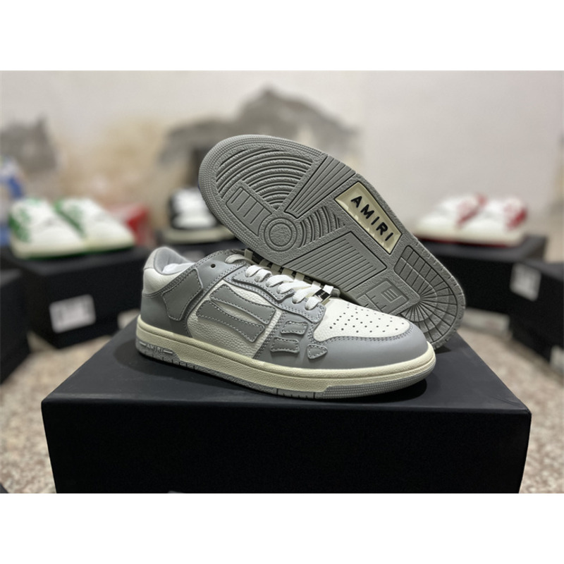 AMIRI Skel Leather Low-Top Sneakers White&Grey