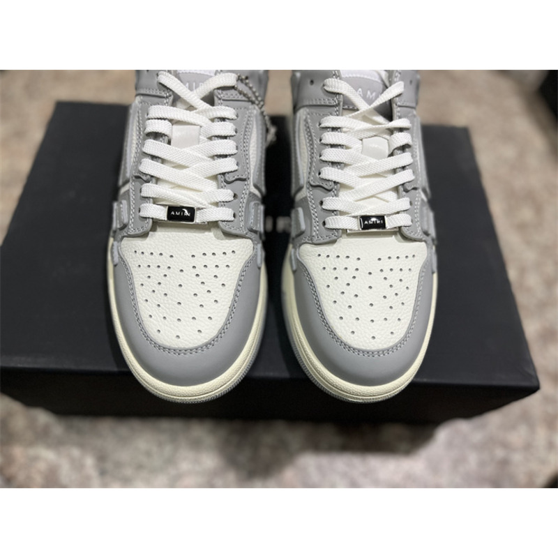 AMIRI Skel Leather Low-Top Sneakers White&Grey