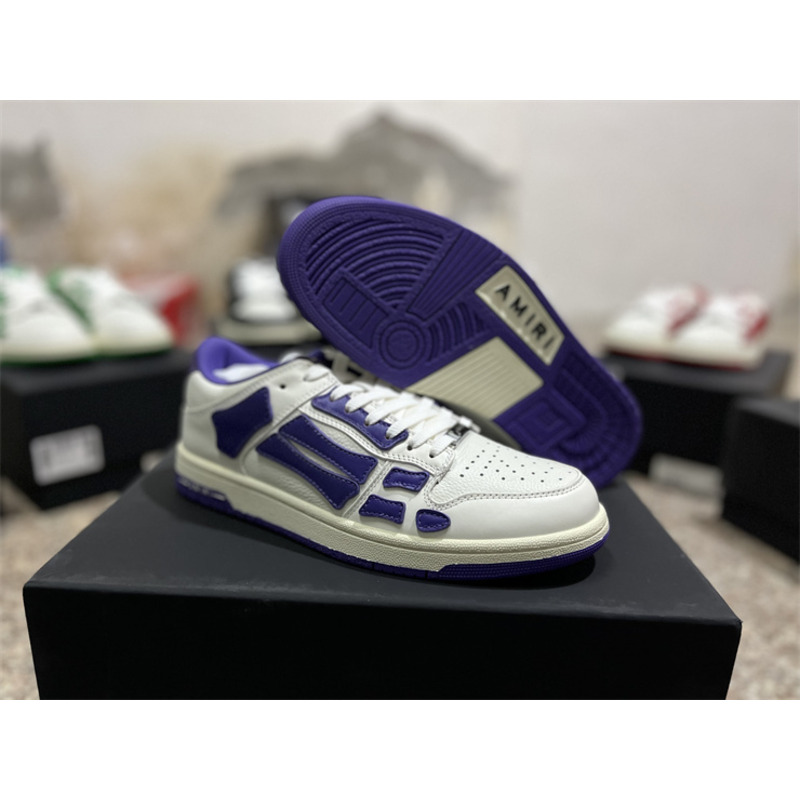 AMIRI Skel Leather Low-Top Sneakers White&Purple