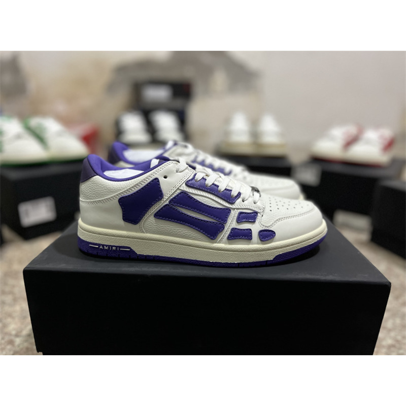 AMIRI Skel Leather Low-Top Sneakers White&Purple