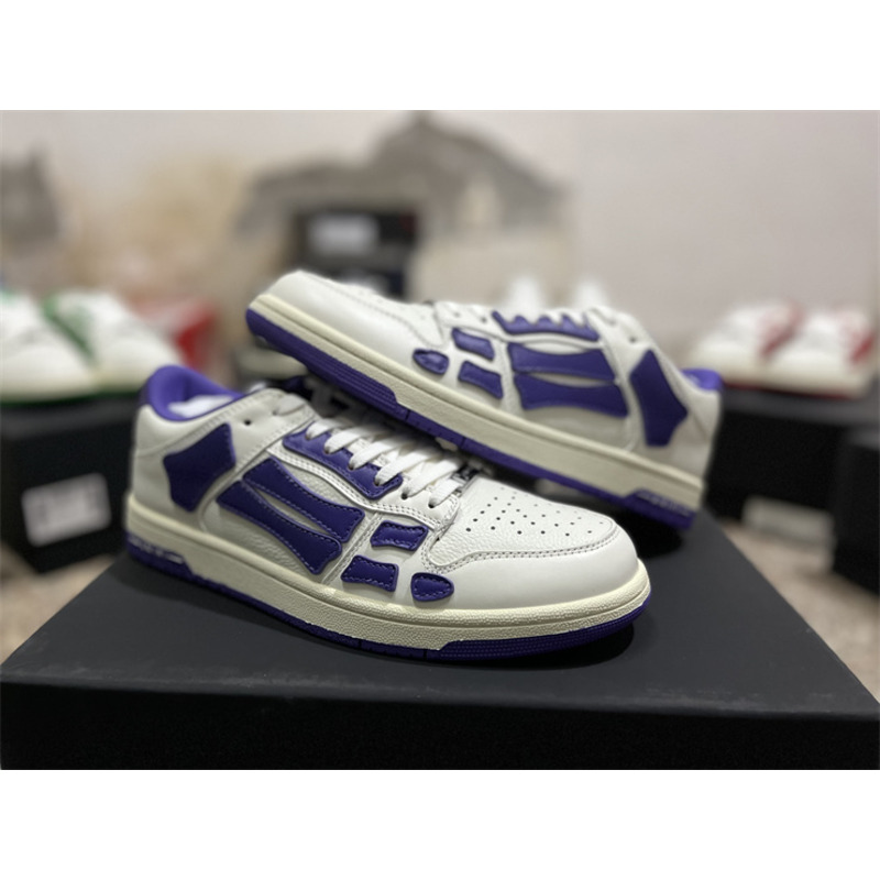 AMIRI Skel Leather Low-Top Sneakers White&Purple