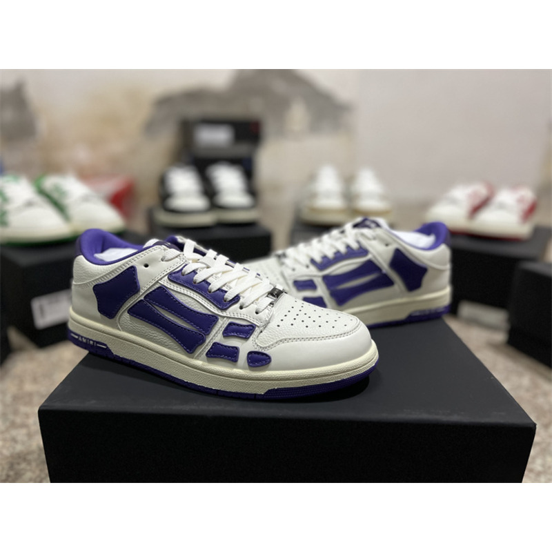 AMIRI Skel Leather Low-Top Sneakers White&Purple