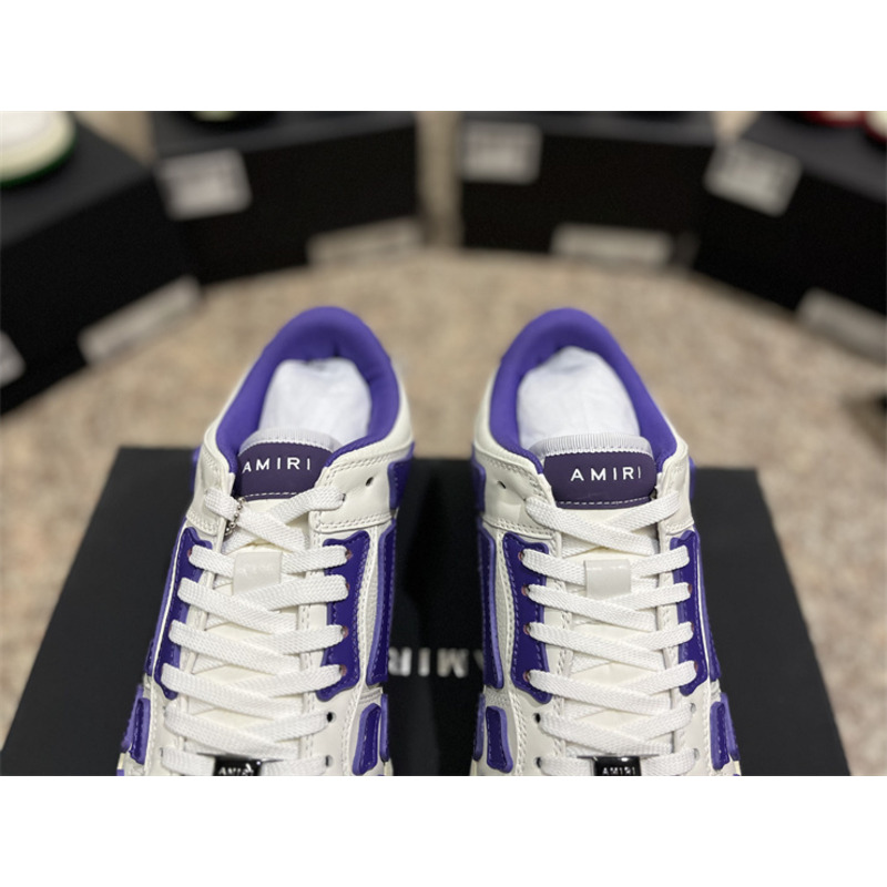 AMIRI Skel Leather Low-Top Sneakers White&Purple