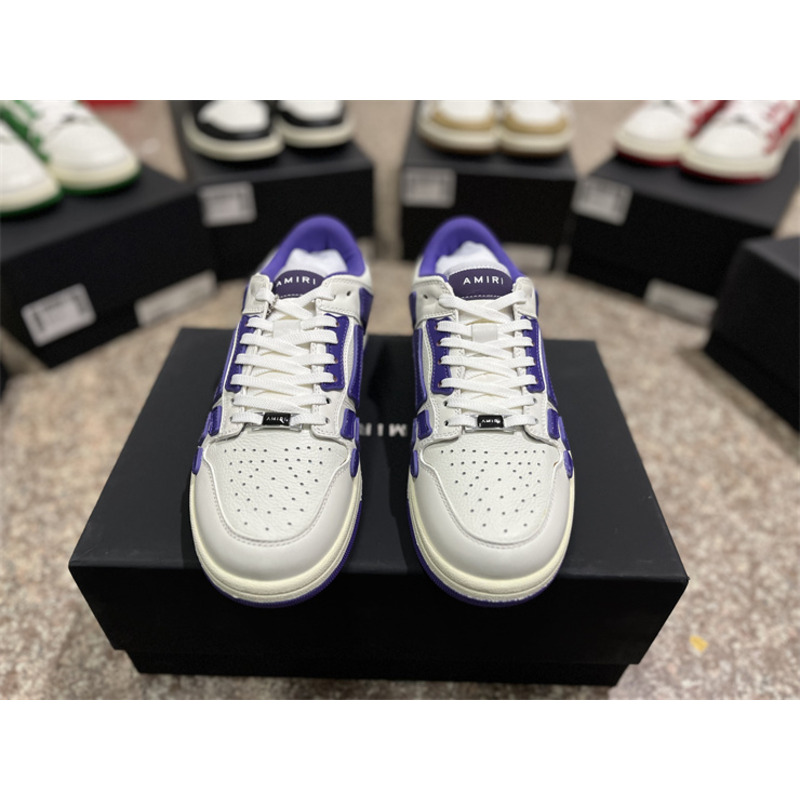 AMIRI Skel Leather Low-Top Sneakers White&Purple