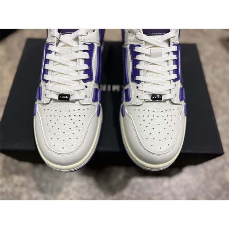 AMIRI Skel Leather Low-Top Sneakers White&Purple