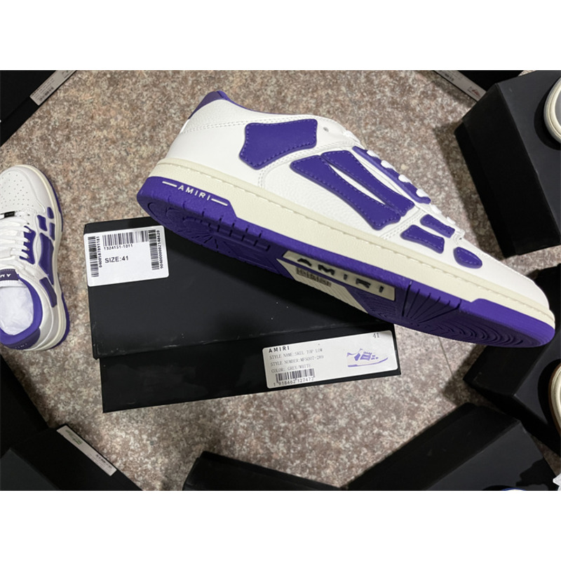 AMIRI Skel Leather Low-Top Sneakers White&Purple