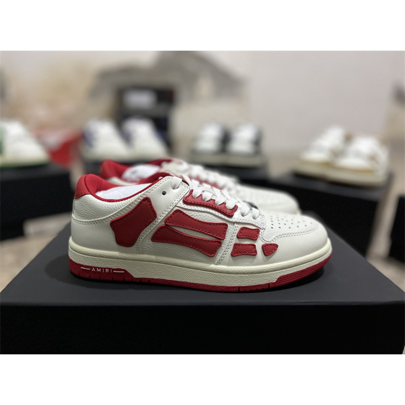 AMIRI Skel Leather Low-Top Sneakers White&Red