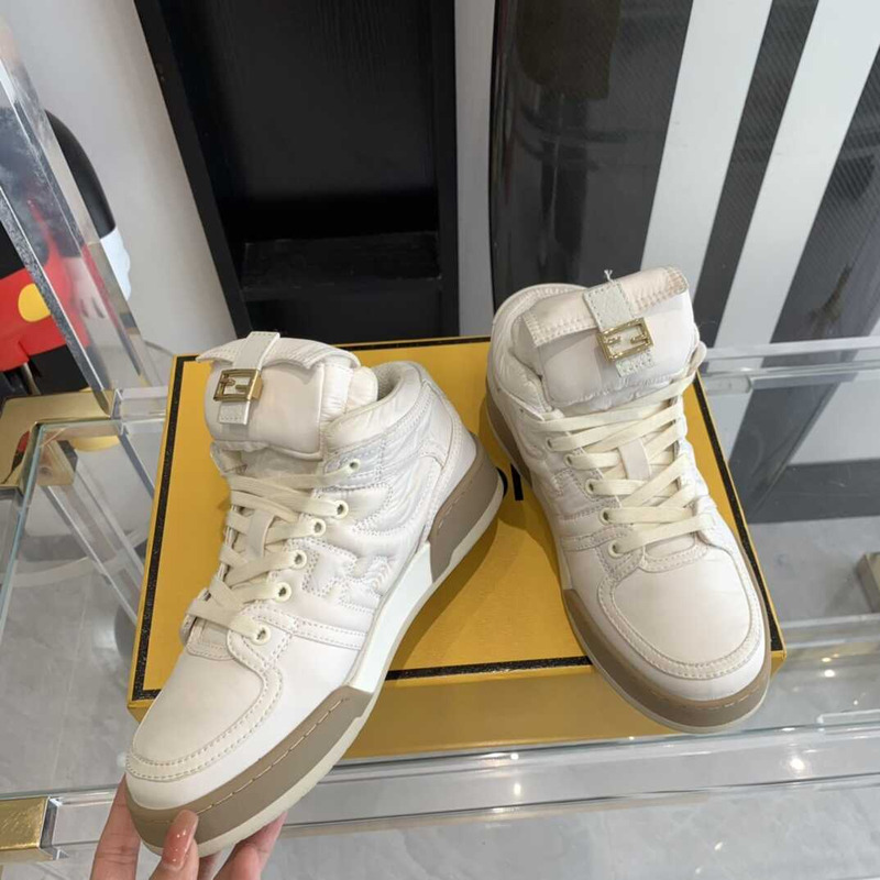 F**di match high-tops sneakers in beige