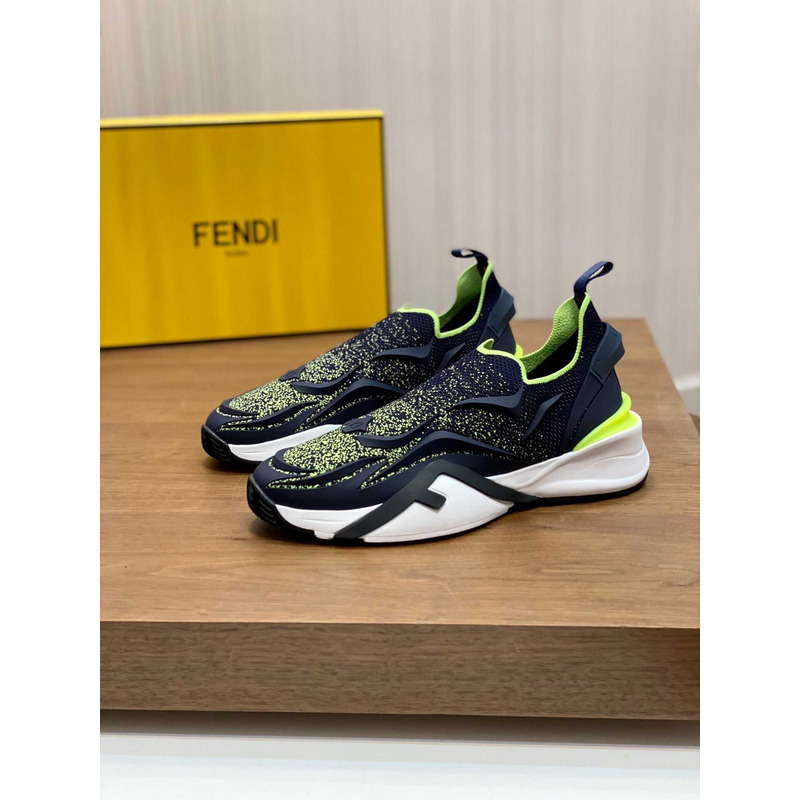 F**di flow knit low-top sneakers black&green