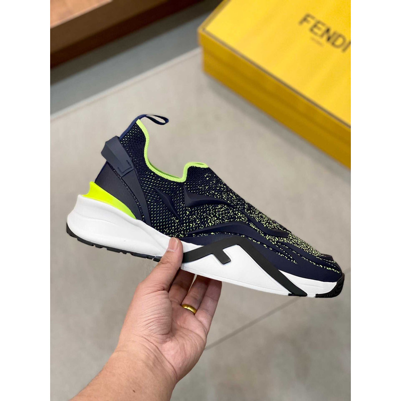 F**di flow knit low-top sneakers black&green