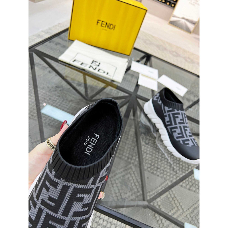 Low-Top FF Sock Sneakers Black&Grey