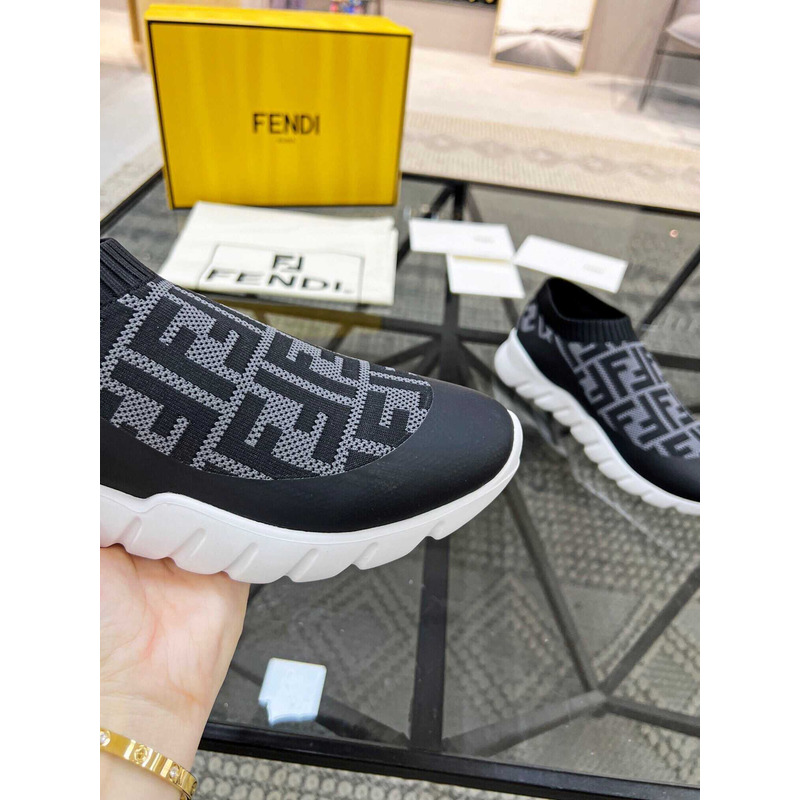 Low-Top FF Sock Sneakers Black&Grey