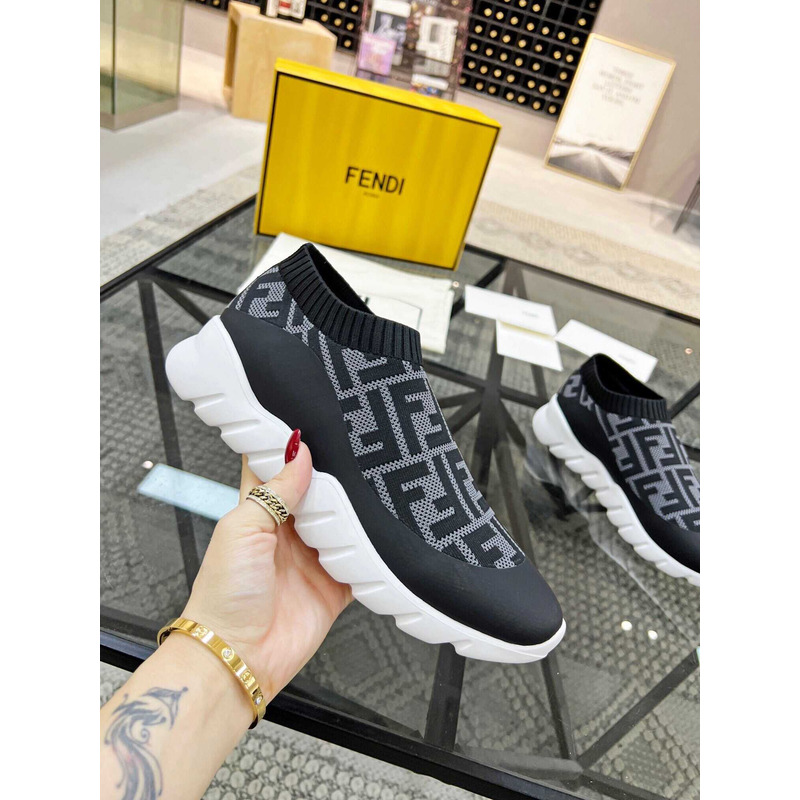 Low-Top FF Sock Sneakers Black&Grey