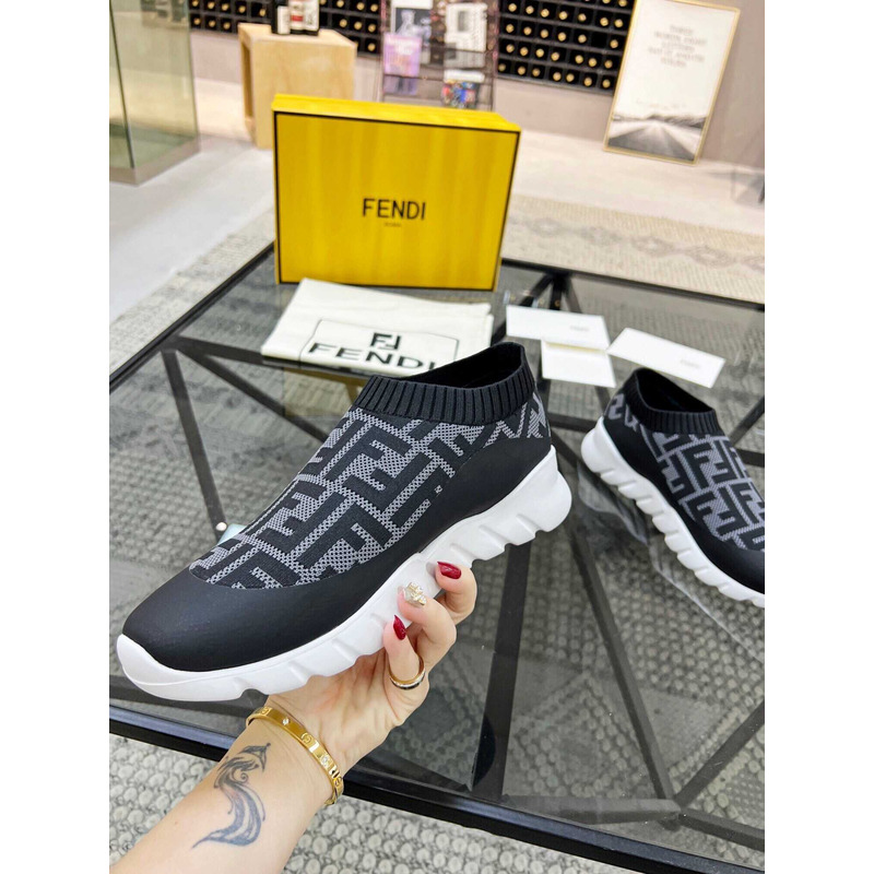 Low-Top FF Sock Sneakers Black&Grey