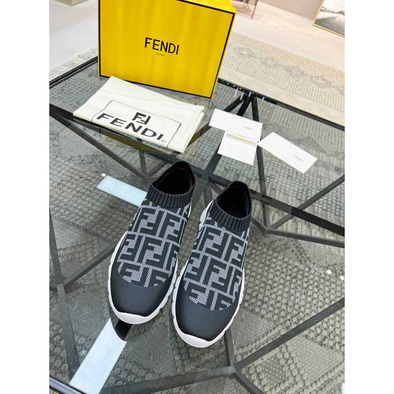 Low-Top FF Sock Sneakers Black&Grey