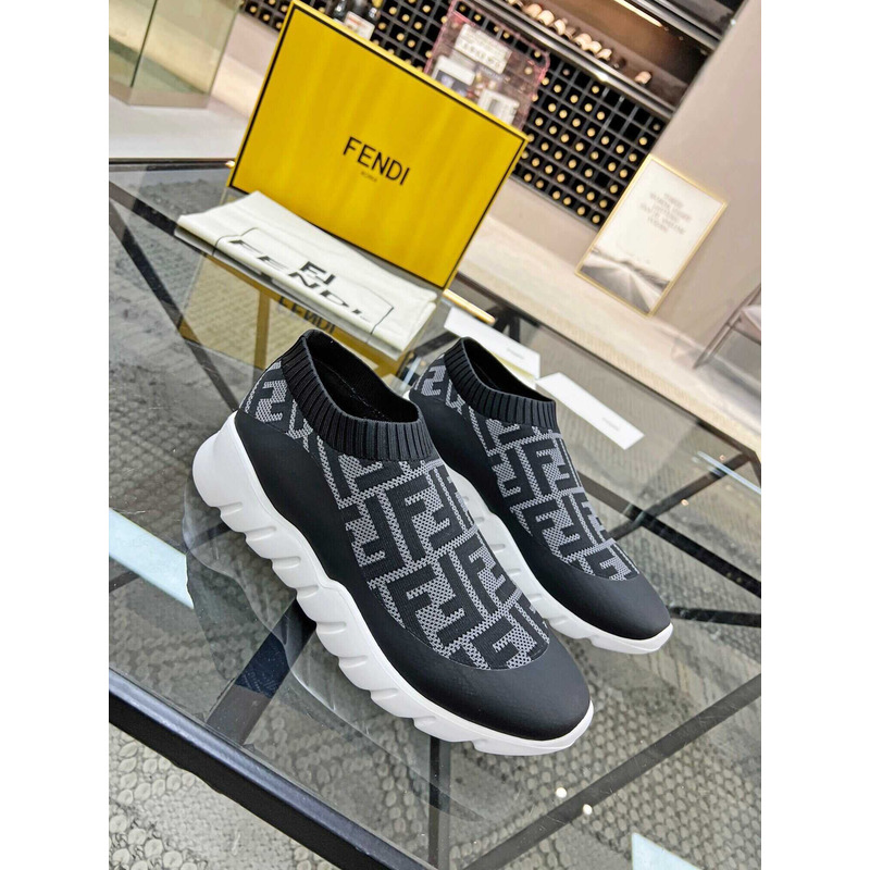 Low-Top FF Sock Sneakers Black&Grey