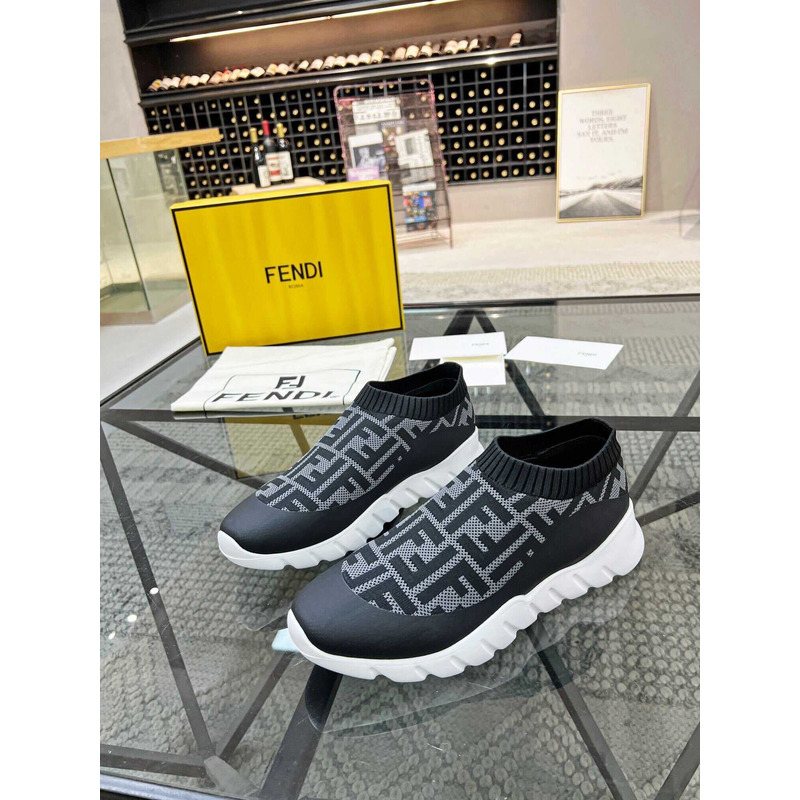 Low-Top FF Sock Sneakers Black&Grey