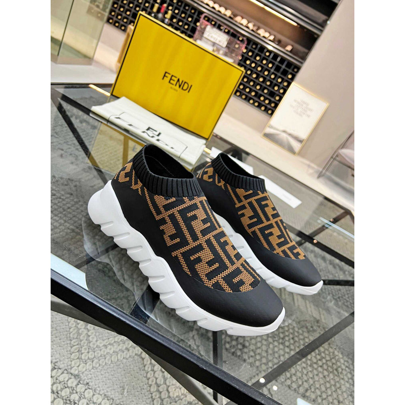 F**di low-top ff sock sneakers black&brown