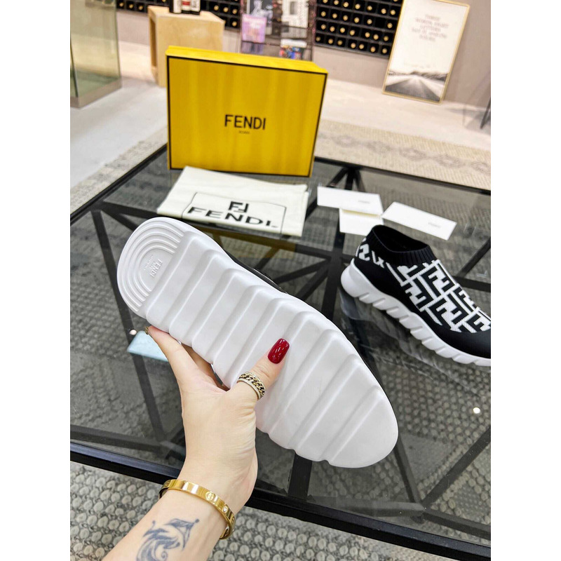 Low-Top FF Sock Sneakers Black&White