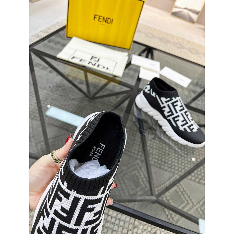 Low-Top FF Sock Sneakers Black&White