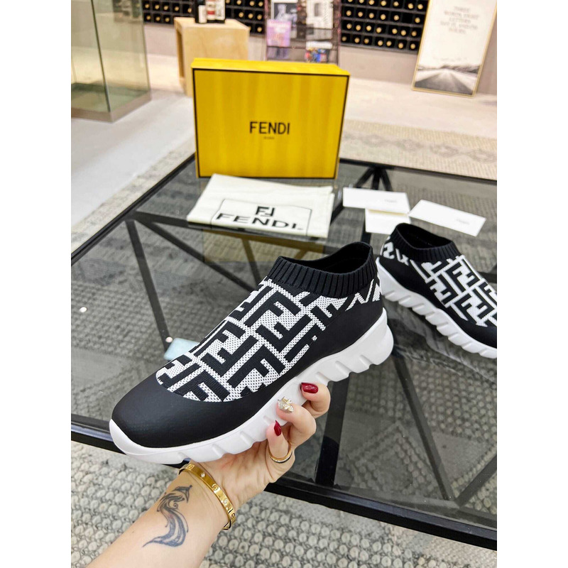 Low-Top FF Sock Sneakers Black&White