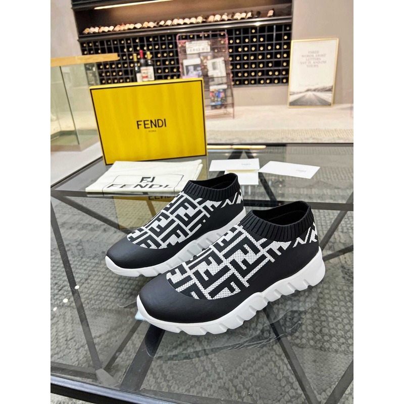 Low-Top FF Sock Sneakers Black&White