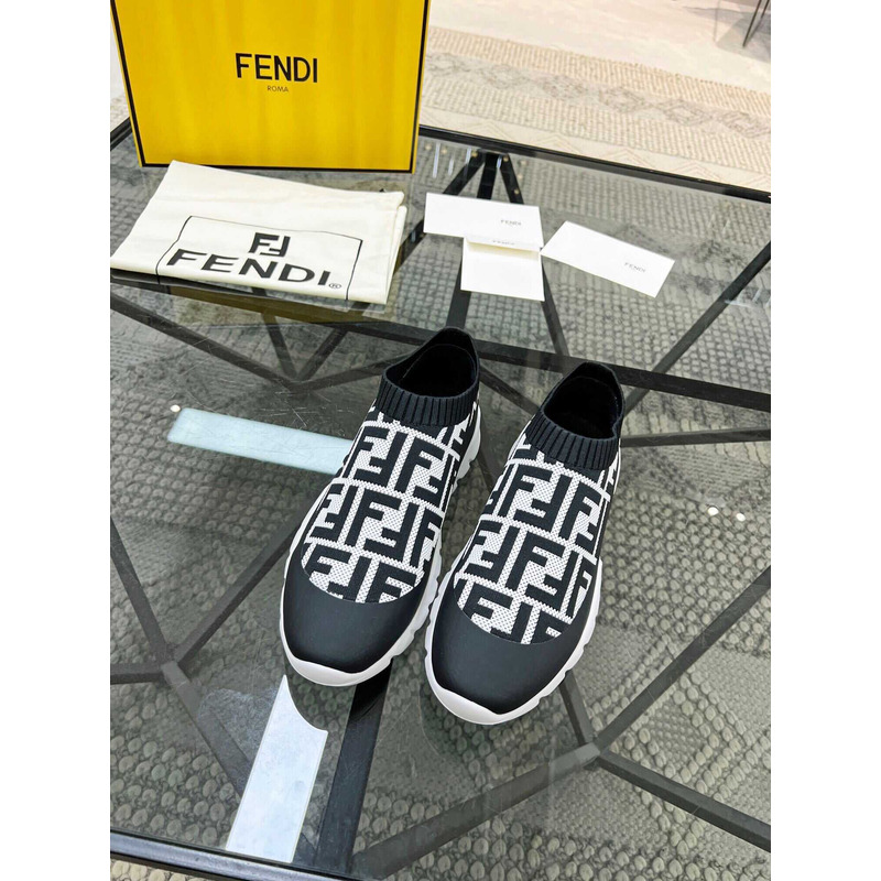 Low-Top FF Sock Sneakers Black&White