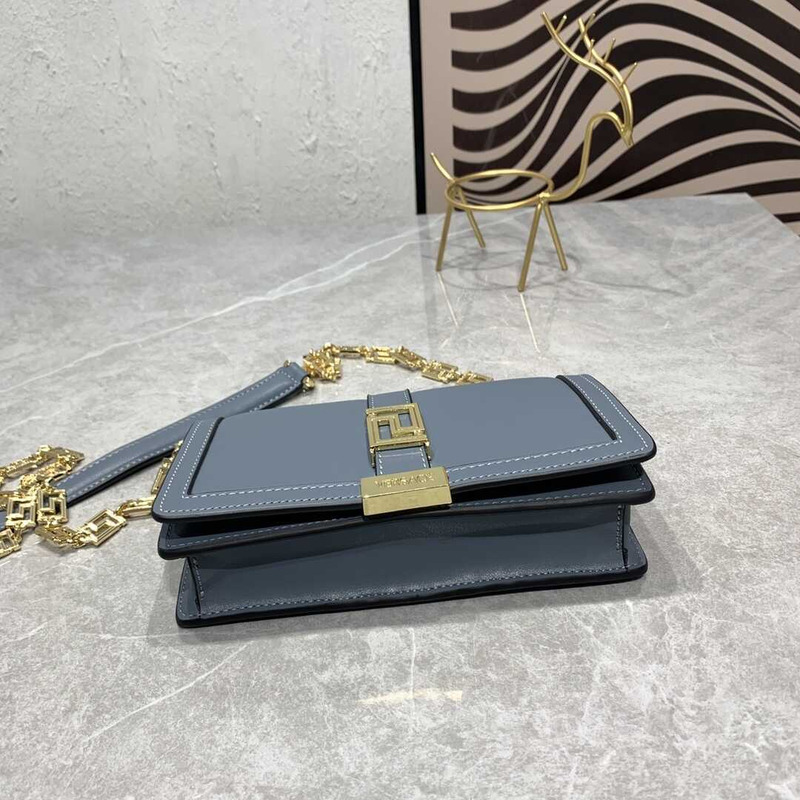 Versace Greca Goddess Leather Wallet On Chain Blue