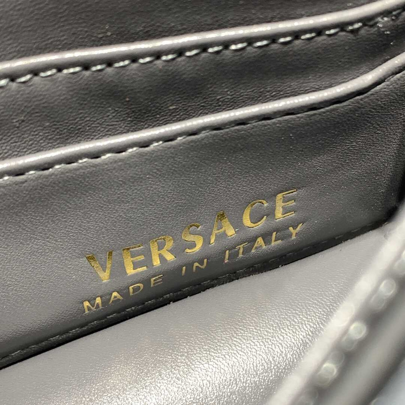 Versace Greca Goddess Leather Wallet On Chain Blue