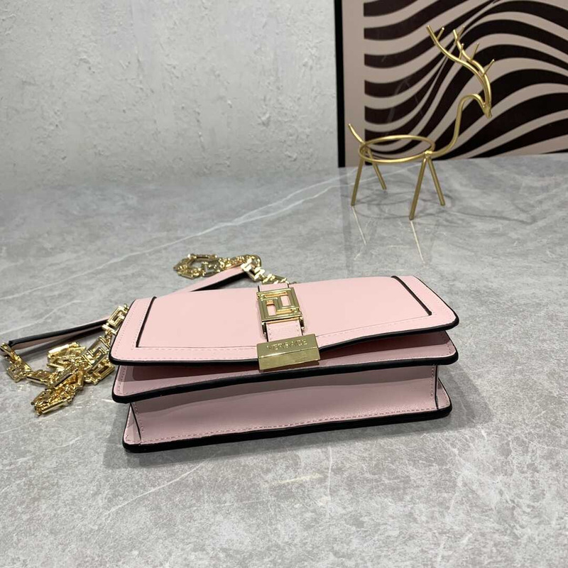 Versace Greca Goddess Leather Wallet On Chain Pink