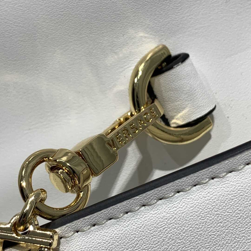 Versace Greca Goddess Leather Wallet On Chain White