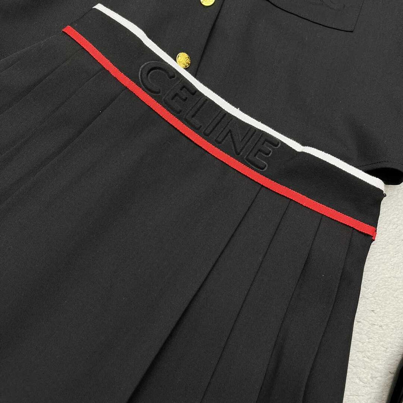 Ce**e cotton bowling shirt and skirt black