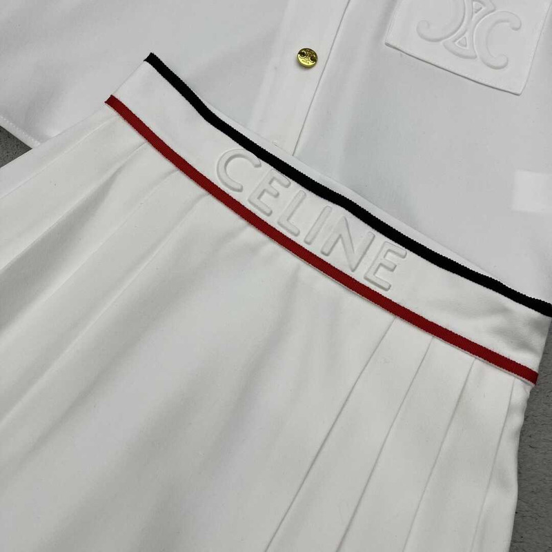 Ce**e cotton bowling shirt and skirt white