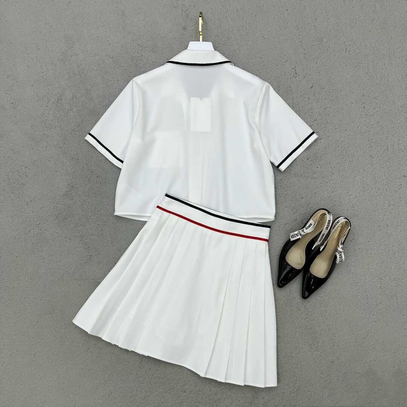 Ce**e cotton bowling shirt and skirt white