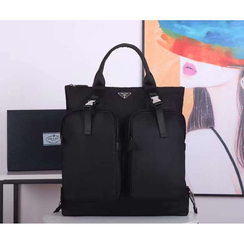 Pra*a re-nylon and saffiano leather tote