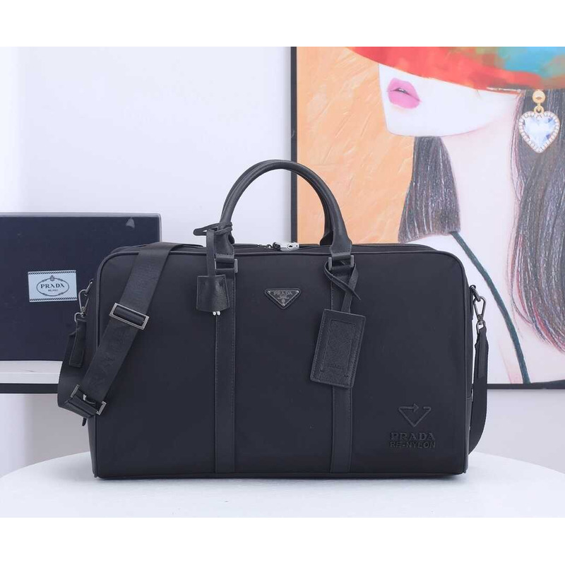 Pra*a re-nylon and saffiano leather duffle bag