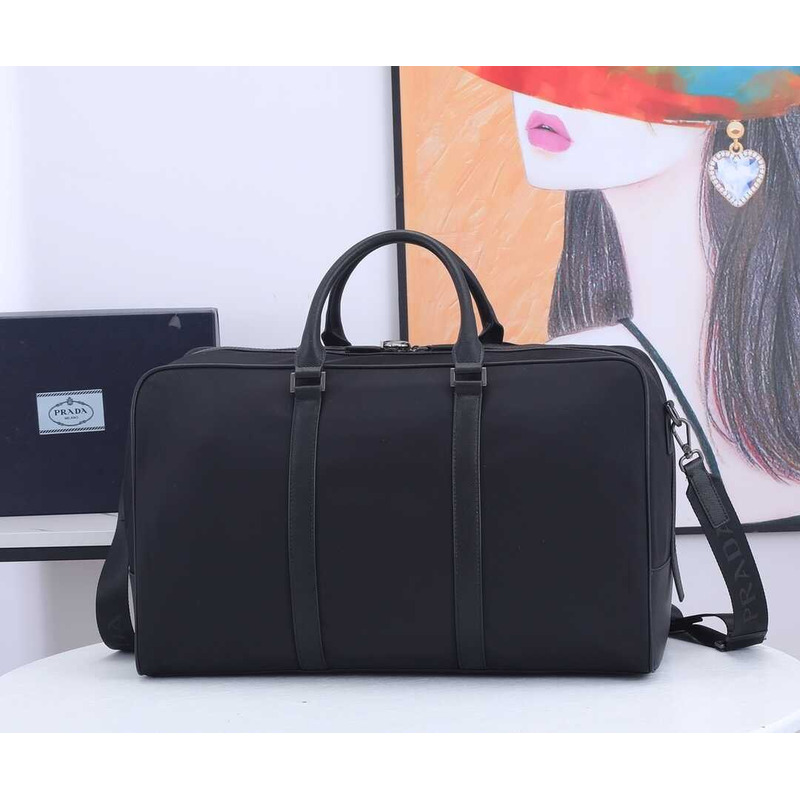 Pra*a re-nylon and saffiano leather duffle bag