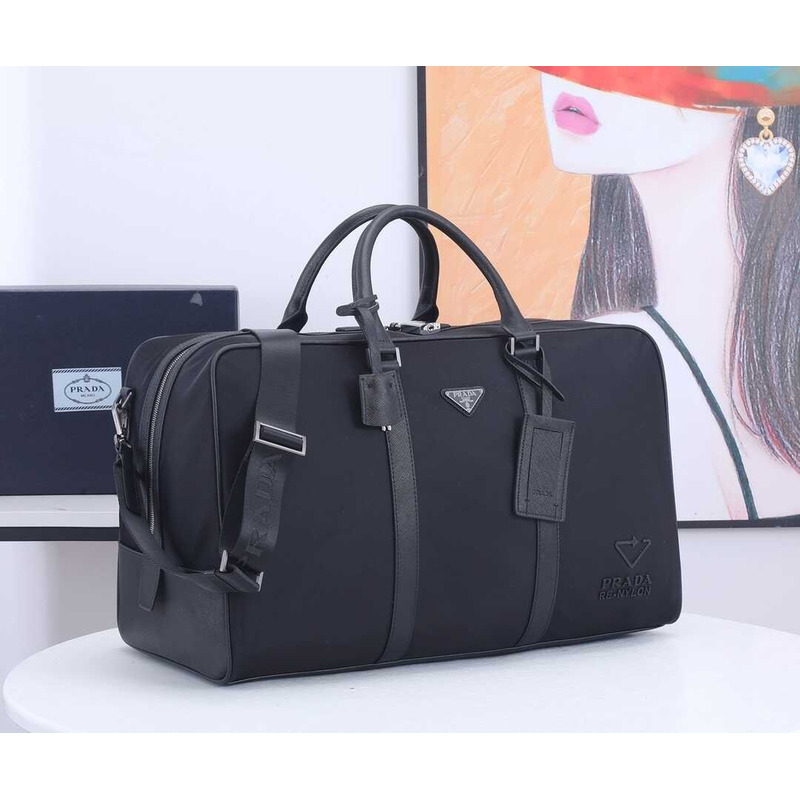 Pra*a re-nylon and saffiano leather duffle bag