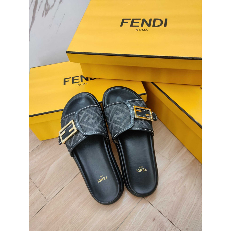 F**di feel fabric slides black