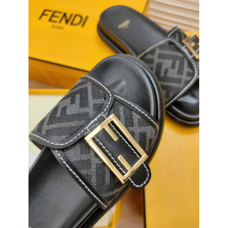 F**di feel fabric slides black