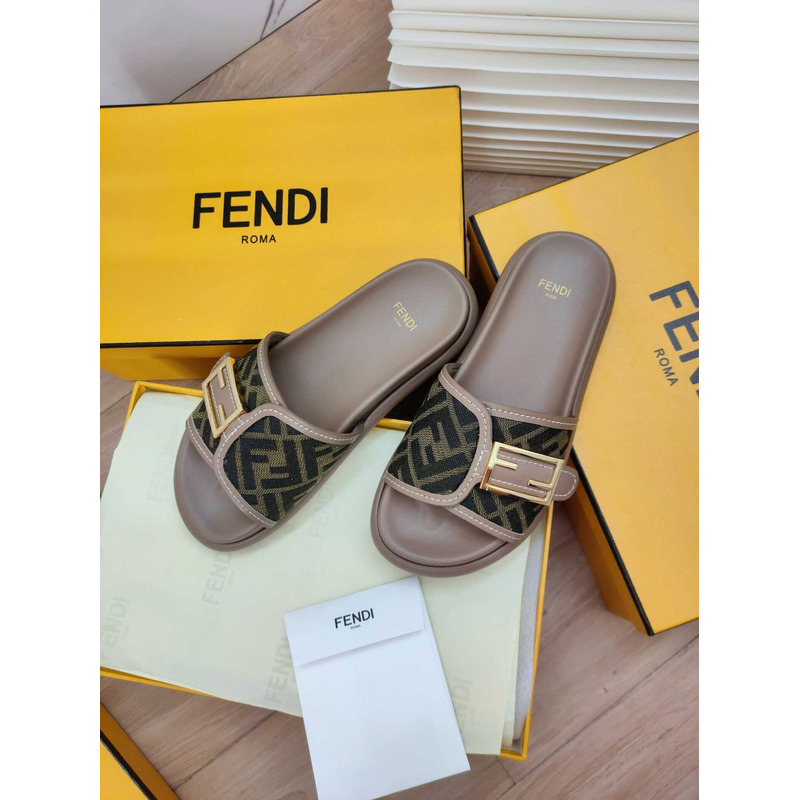 F**di feel fabric slides tan