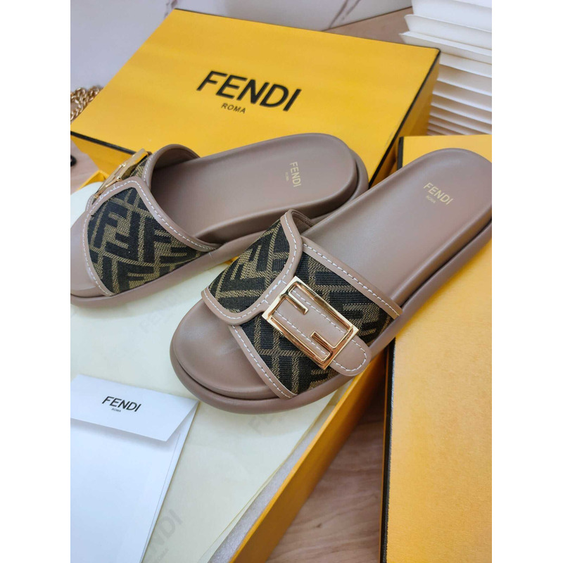 F**di feel fabric slides tan