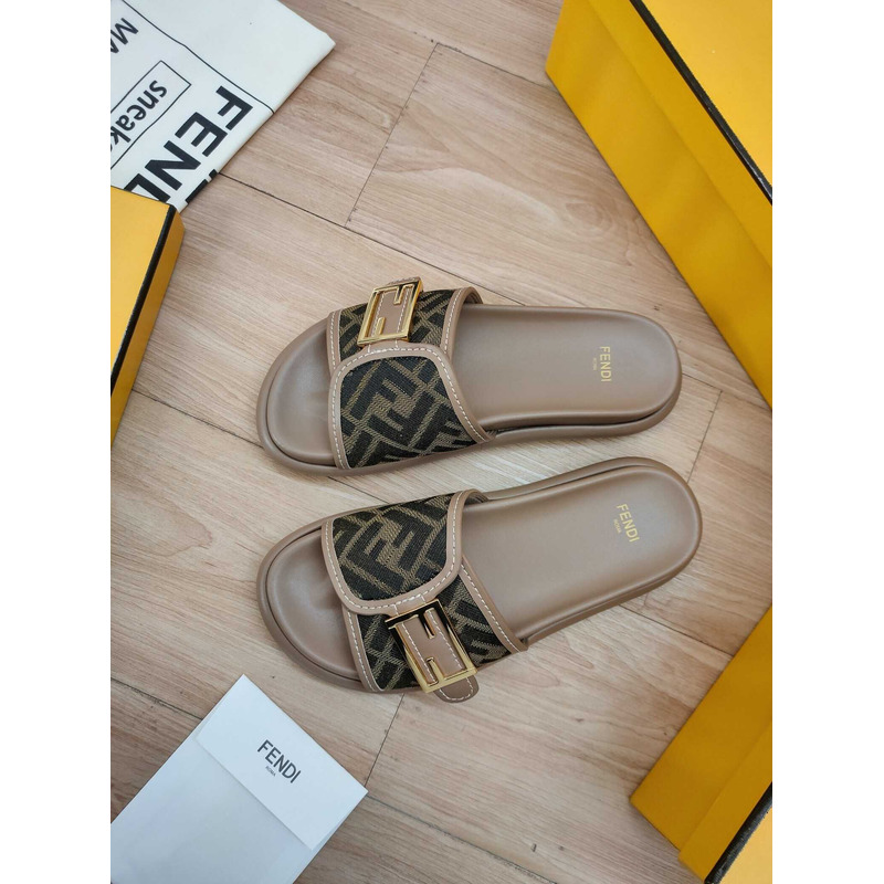 F**di feel fabric slides tan