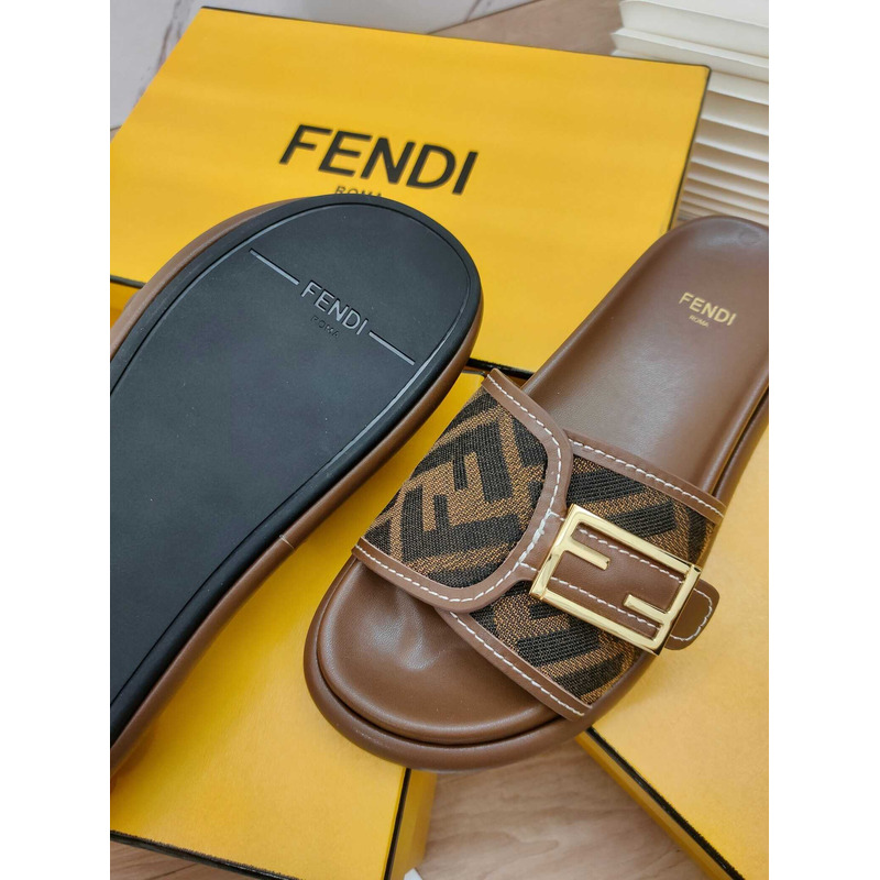 F**di feel fabric slides brown