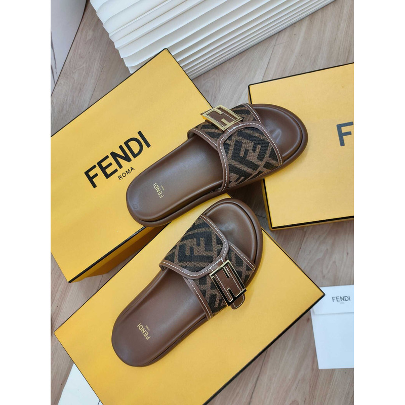 F**di feel fabric slides brown