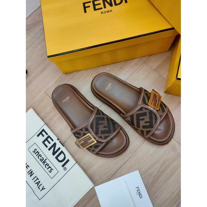 F**di feel fabric slides brown