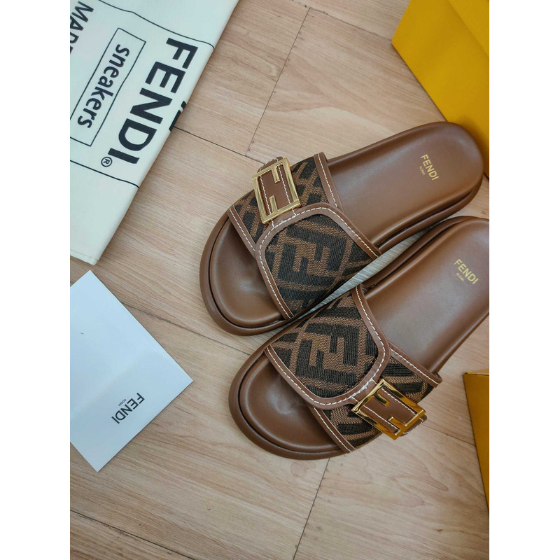 F**di feel fabric slides brown