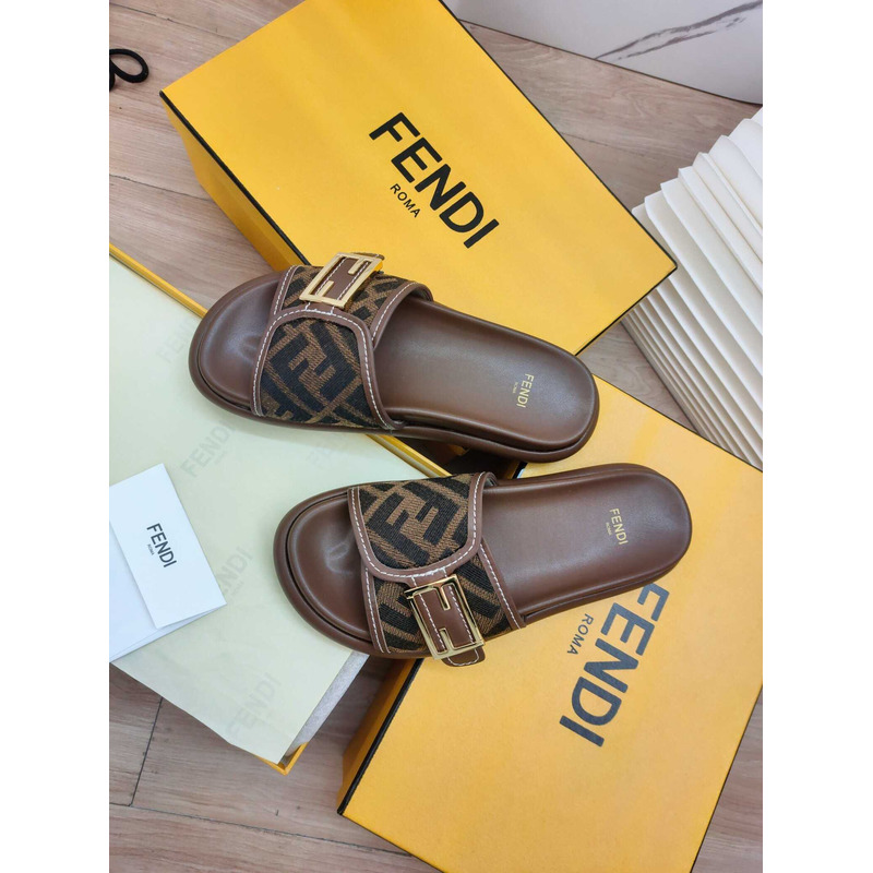 F**di feel fabric slides brown