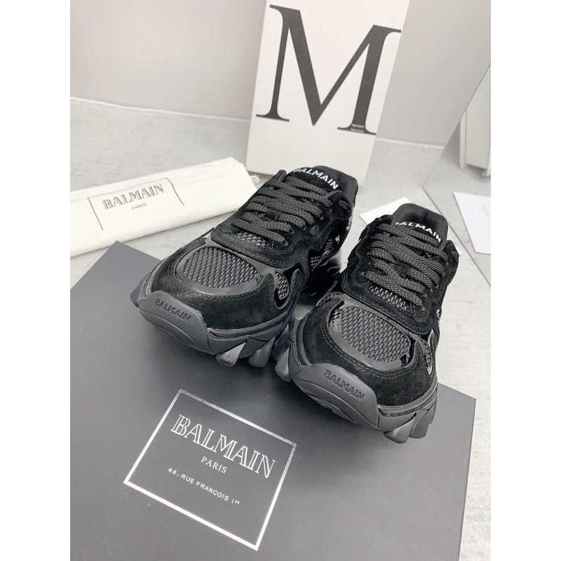 Balmain B-East Trainer In Leather Suede And Mesh Black